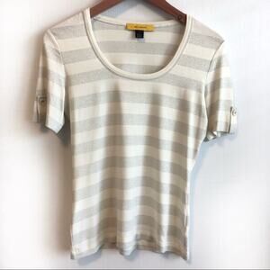 St John knits short sleeve top striped